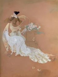 Elegante dame met Barsoi